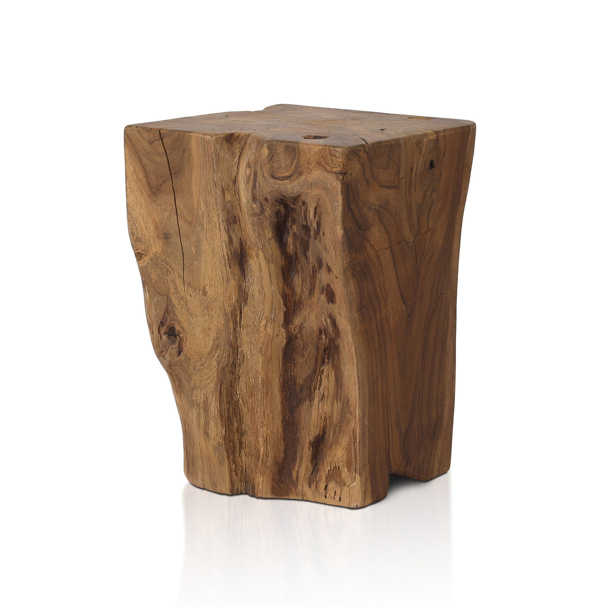 Teak Square Stool in Aged Natural Teak from Four Hands - Luna Furniture
