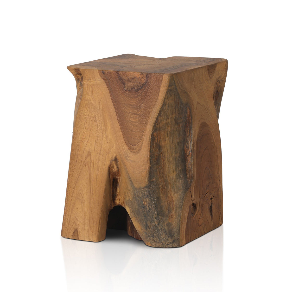 Teak Square Stool in Aged Natural Teak from Four Hands - Luna Furniture