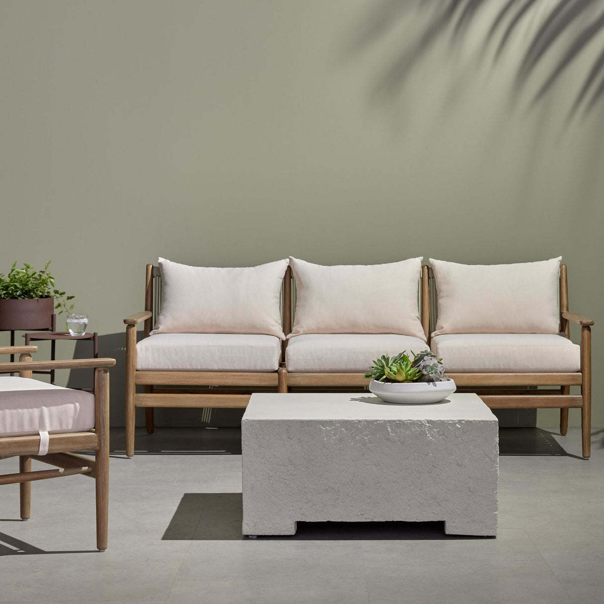 Otero Outdoor Small Coffee Table in Matte Stone from Four Hands - Luna Furniture