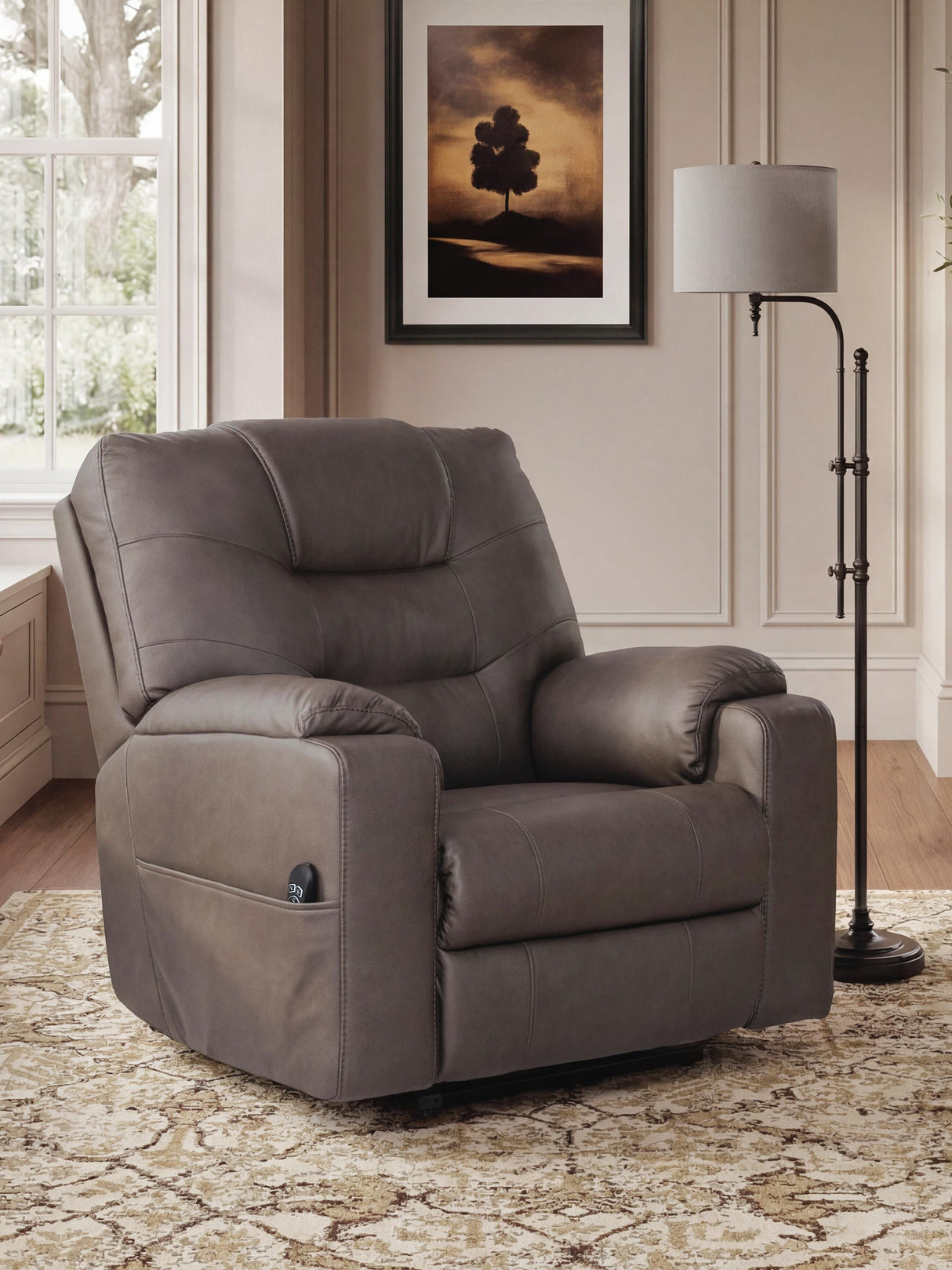 Belmone Pike Gunmetal Power Lift Recliner from Ashley - Luna Furniture