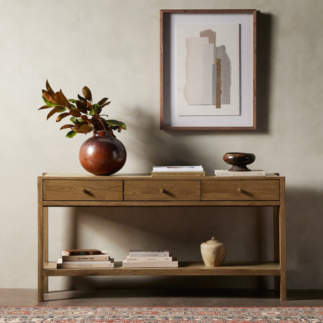 Meadow Console Table in Tawny Oak Veneer from Four Hands - Luna Furniture