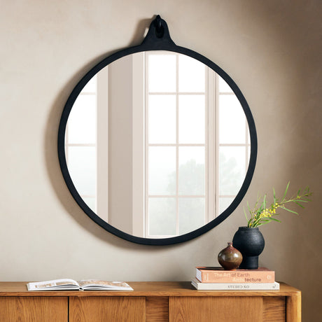 Hyde Round Mirror in Black Aluminum from Four Hands - Luna Furniture