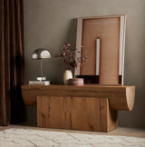 Elbert Console Table in Rustic Oak Veneer from Four Hands - Luna Furniture