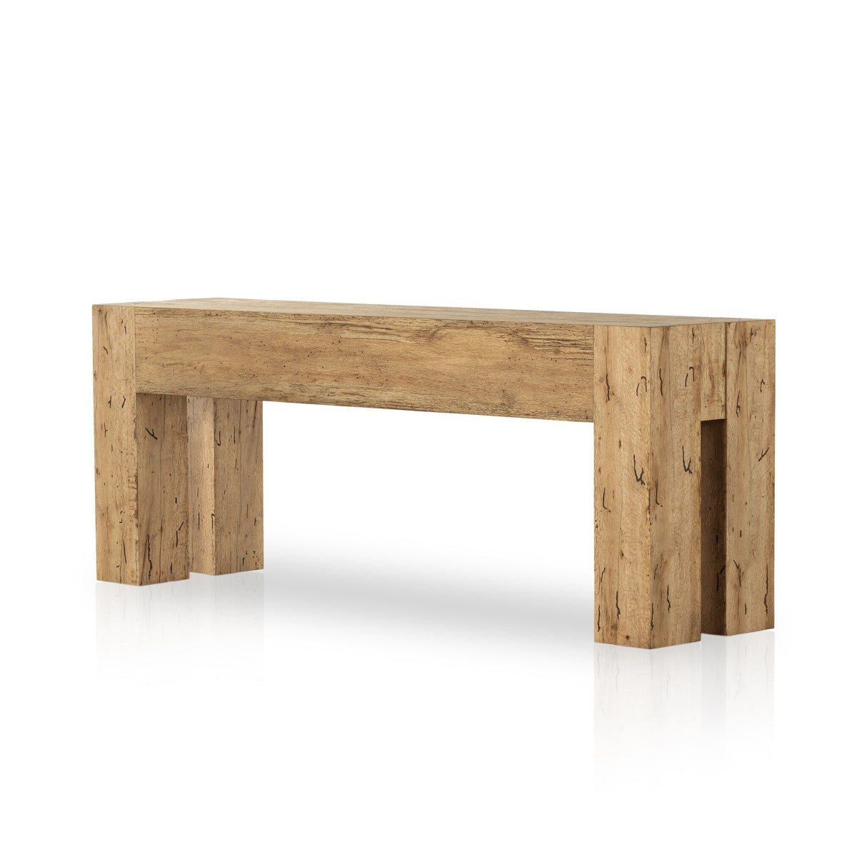 Abaso Console Table in Rustic Wormwood Oak from Four Hands - Luna Furniture