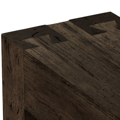 Abaso Console Table in Ebony Rustic Wormwood Oak from Four Hands - Luna Furniture
