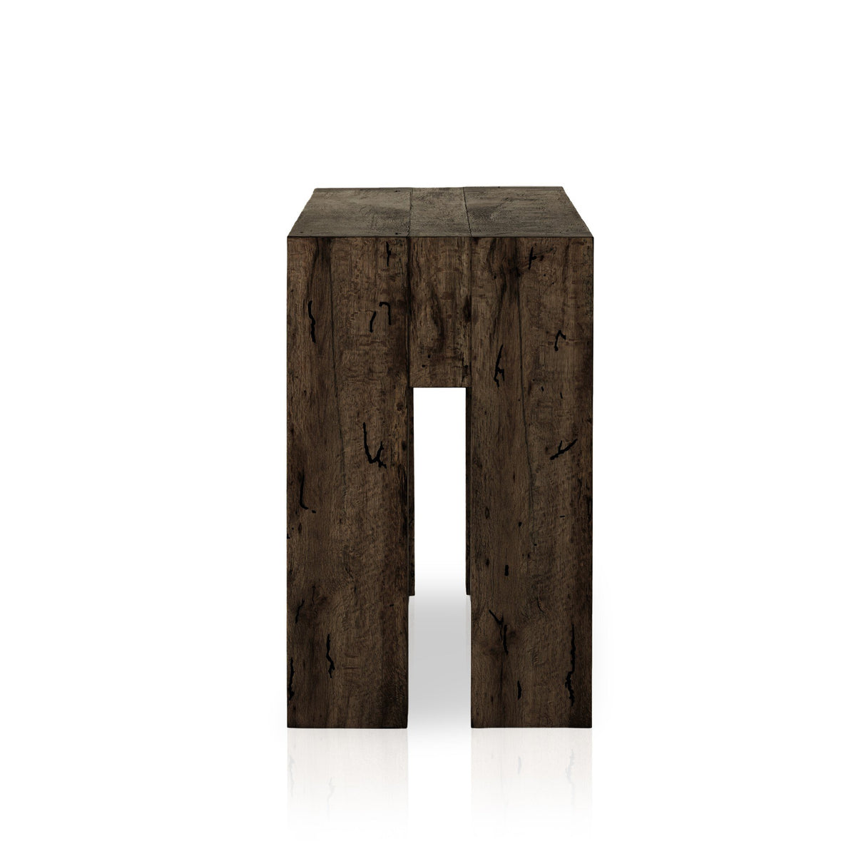 Abaso Console Table in Ebony Rustic Wormwood Oak from Four Hands - Luna Furniture