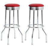 Hopkins Red and Chrome Upholstered Top Bar Stools, Set of 2 from Coaster - Luna Furniture