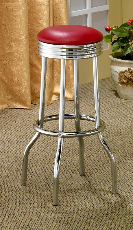 Hopkins Red and Chrome Upholstered Top Bar Stools, Set of 2 from Coaster - Luna Furniture