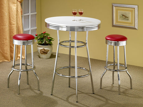 Hopkins Red and Chrome Upholstered Top Bar Stools, Set of 2 from Coaster - Luna Furniture