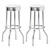 Theodore White and Chrome Upholstered Top Bar Stools, Set of 2 from Coaster - Luna Furniture