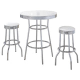Retro 3-piece Round 1950s Bistro Pub Bar Table Set White from Coaster - Luna Furniture