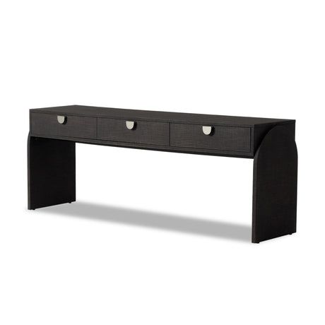 Cressida Console Table in Black Linen from Four Hands - Luna Furniture