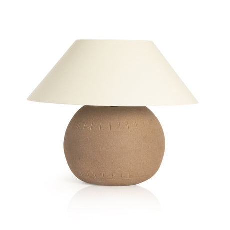 Honus Table Lamp in Dark Sand Porcelain Ceramic from Four Hands - Luna Furniture