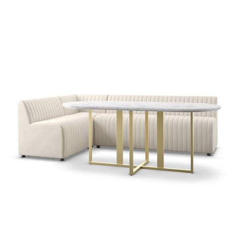 Augustine Dining Banquette, L-Shape in Capri Oatmeal from Four Hands - Luna Furniture