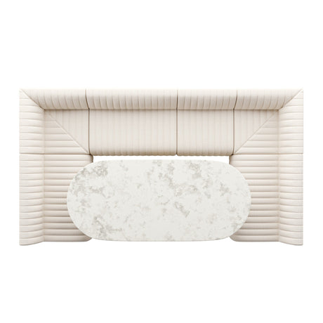 Augustine Dining Banquette, U Shape in Capri Oatmeal from Four Hands - Luna Furniture