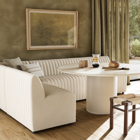 Augustine Dining Banquette, L-Shape in Capri Oatmeal from Four Hands - Luna Furniture