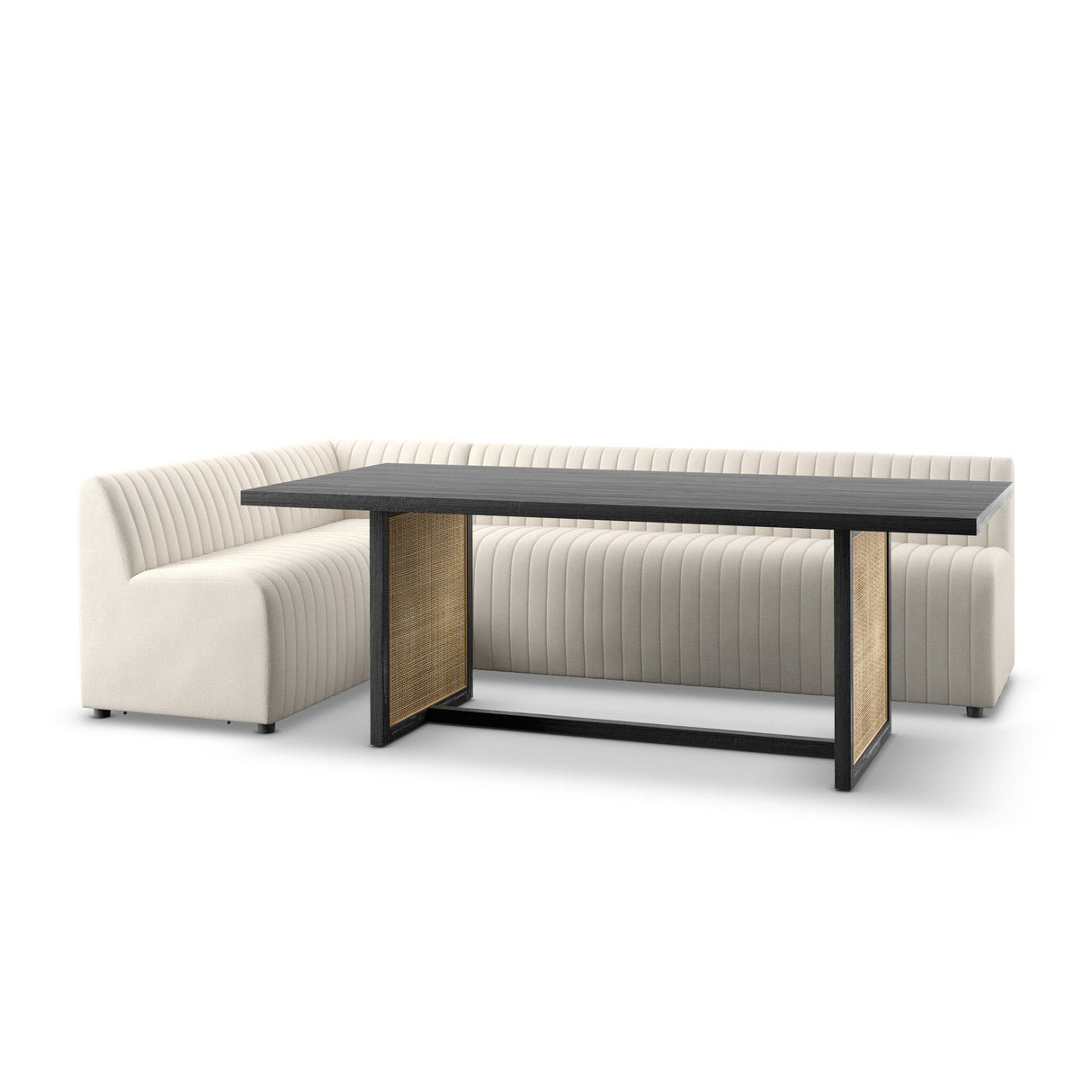 Augustine Dining Banquette, L-Shape in Capri Oatmeal from Four Hands - Luna Furniture