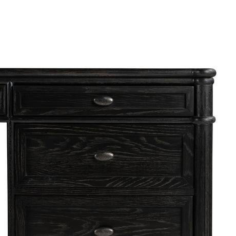 Toulouse Executive Desk in Distressed Black from Four Hands - Luna Furniture