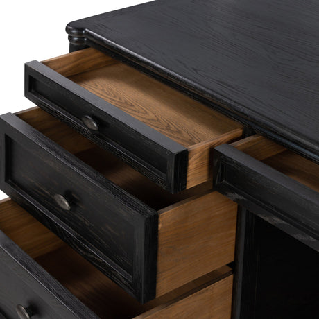 Toulouse Executive Desk in Distressed Black from Four Hands - Luna Furniture