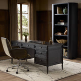 Toulouse Executive Desk in Distressed Black from Four Hands - Luna Furniture