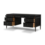 Toulouse Executive Desk in Distressed Black from Four Hands - Luna Furniture