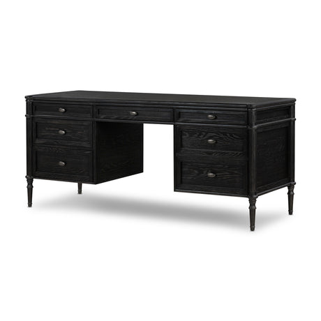 Toulouse Executive Desk in Distressed Black from Four Hands - Luna Furniture