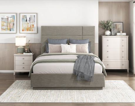 Paola Forest Green Eastern King Upholstered Platform Bed from Homelegance - Luna Furniture