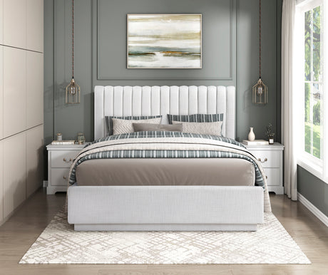 Paola Forest Green Eastern King Upholstered Platform Bed from Homelegance - Luna Furniture