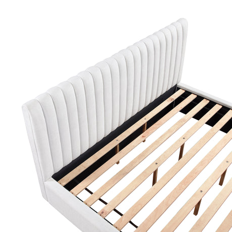 Mulvane Natural Eastern King Upholstered Platform Bed from Homelegance - Luna Furniture