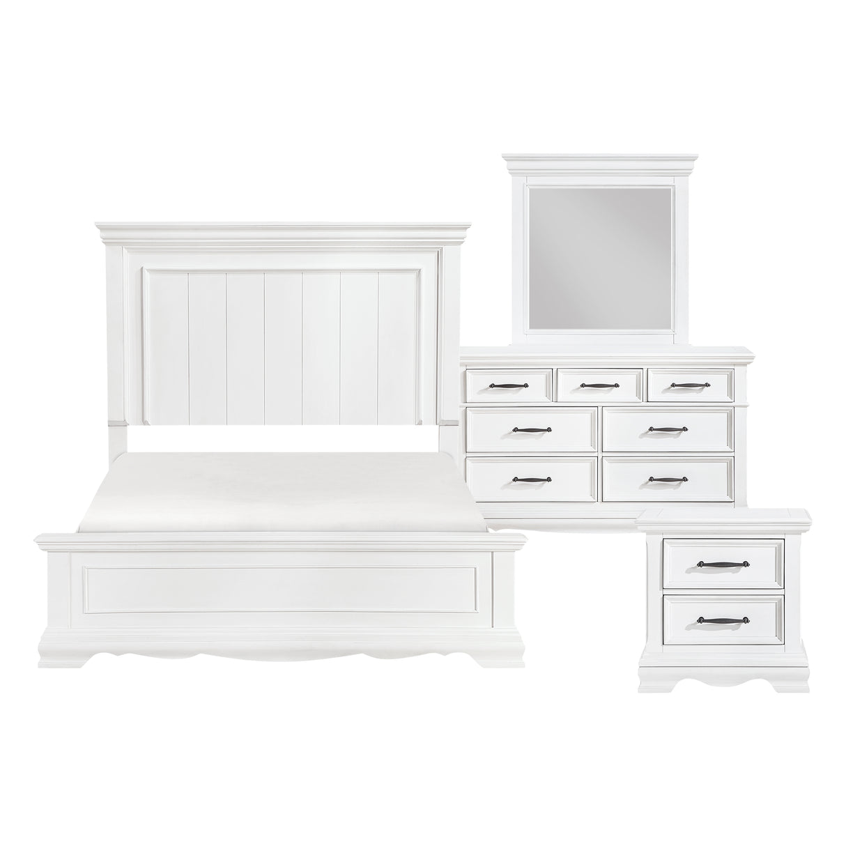 York White 5pc Set (QB+NS+DR+MR+CH) from Homelegance - Luna Furniture