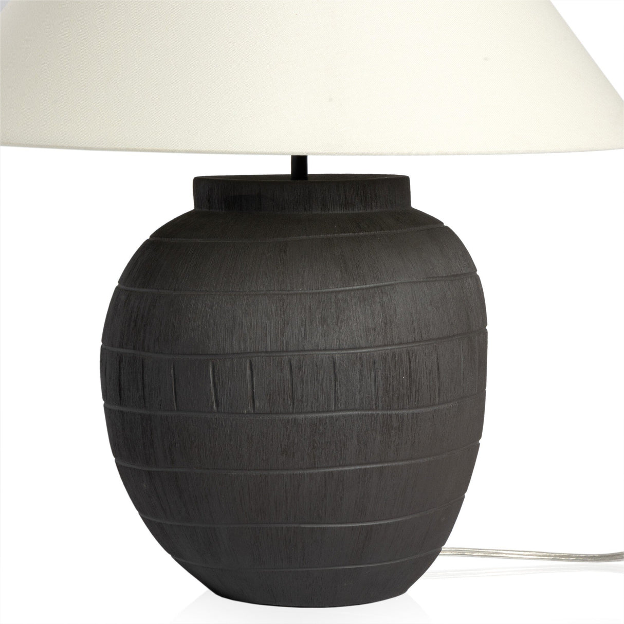 Muji Table Lamp in Textured Matte Black Porcelain Ceramic from Four Hands - Luna Furniture