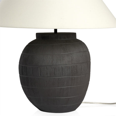 Muji Table Lamp in Textured Matte Black Porcelain Ceramic from Four Hands - Luna Furniture