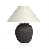 Muji Table Lamp in Textured Matte Black Porcelain Ceramic from Four Hands - Luna Furniture