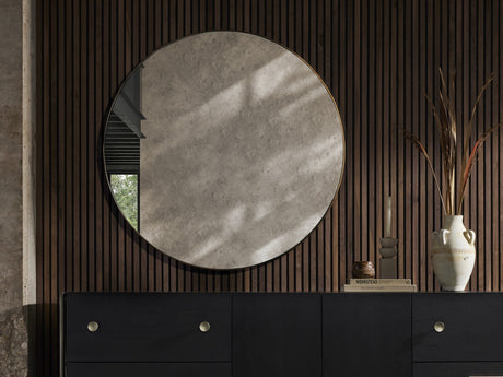 Georgina Round Mirror in Polished Brass from Four Hands - Luna Furniture