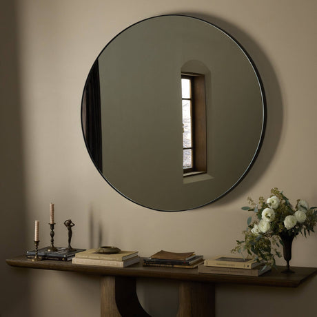 Georgina Round Mirror in Iron Matte Black from Four Hands - Luna Furniture
