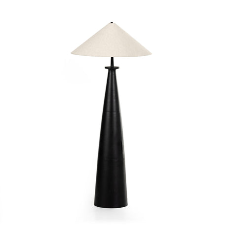 Innes Tapered Shade Floor Lamp in Matte Black Cast Aluminum from Four Hands - Luna Furniture