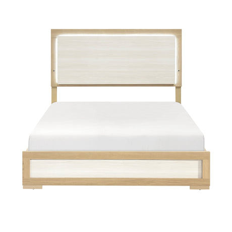 Sterling Natural/White LED Queen Bed from Homelegance - Luna Furniture