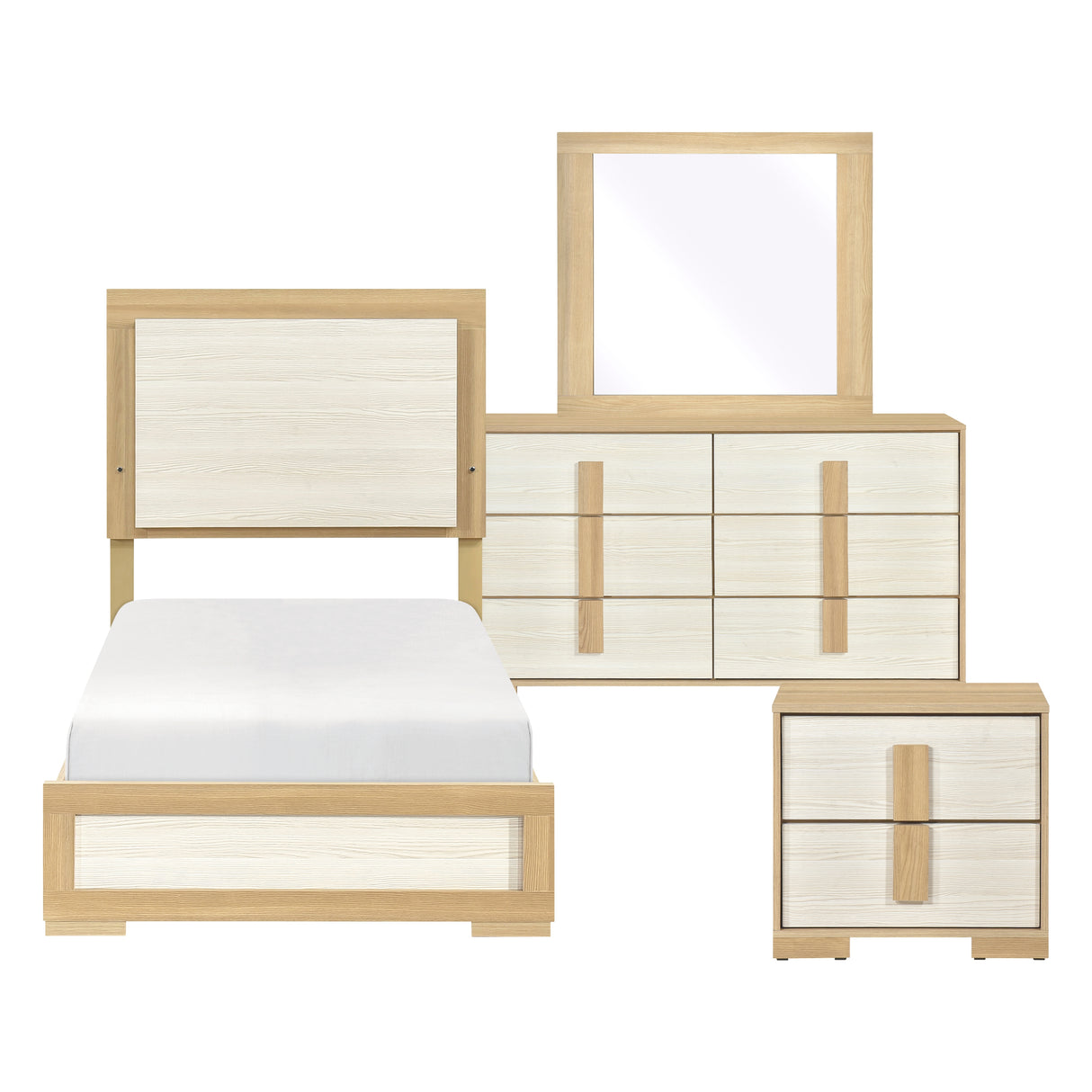 Sterling Natural/White LED Twin Bed from Homelegance - Luna Furniture
