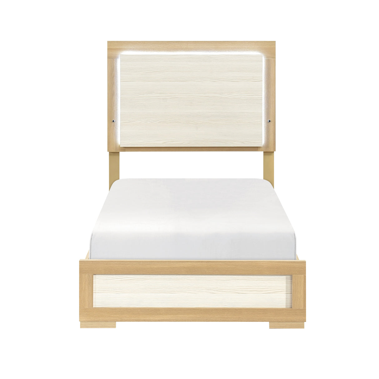 Sterling Natural/White LED Twin Bed from Homelegance - Luna Furniture