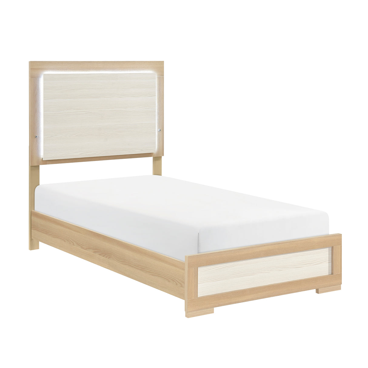 Sterling Natural/White LED Twin Bed from Homelegance - Luna Furniture