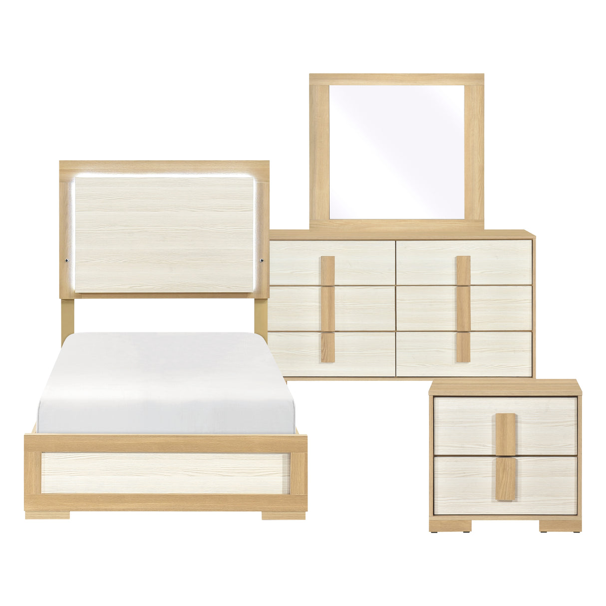 Sterling Natural/White 4pc Set (TB+NS+DR+MR) from Homelegance - Luna Furniture