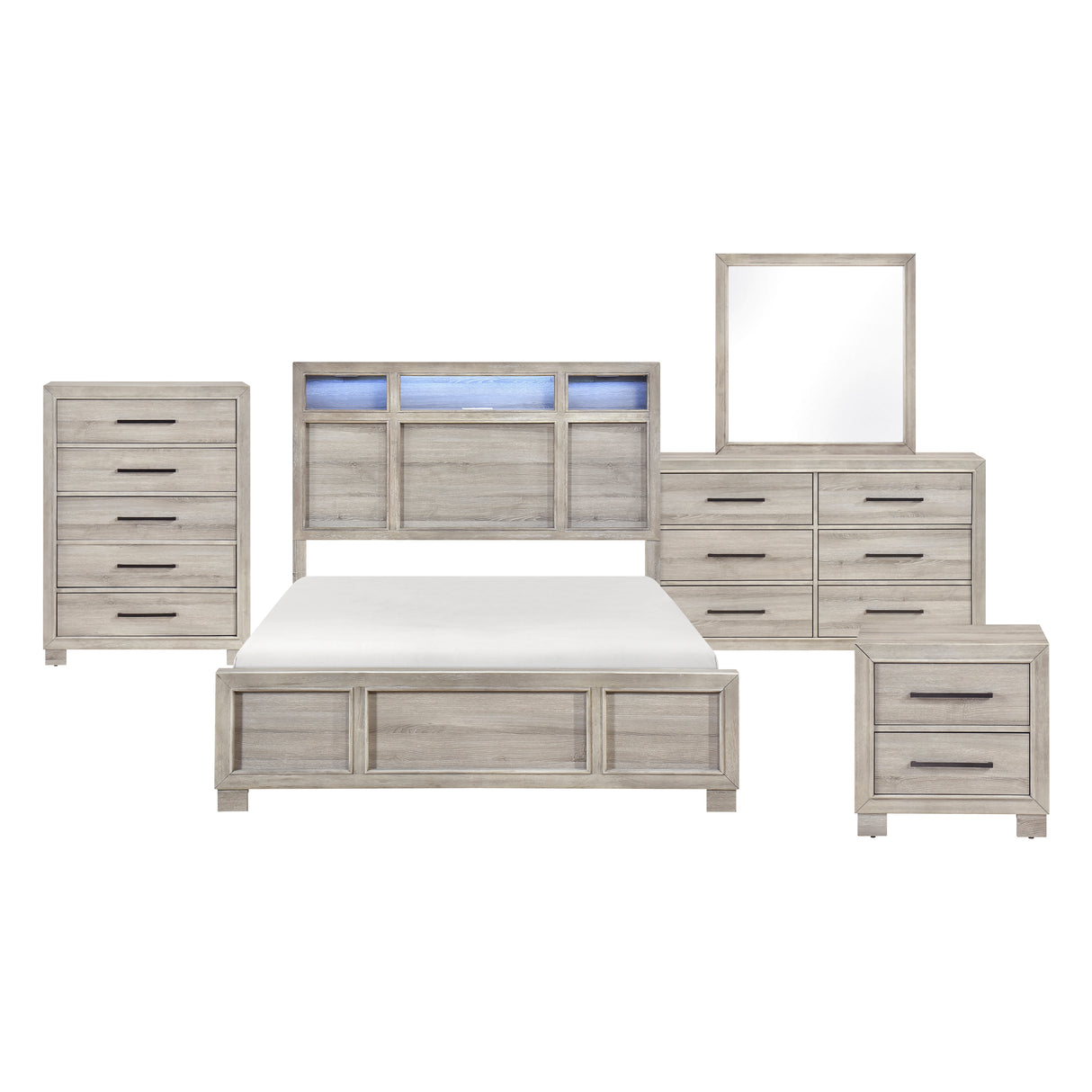 Everett Gray 5pc Set (QB+NS+DR+MR+CH) from Homelegance - Luna Furniture