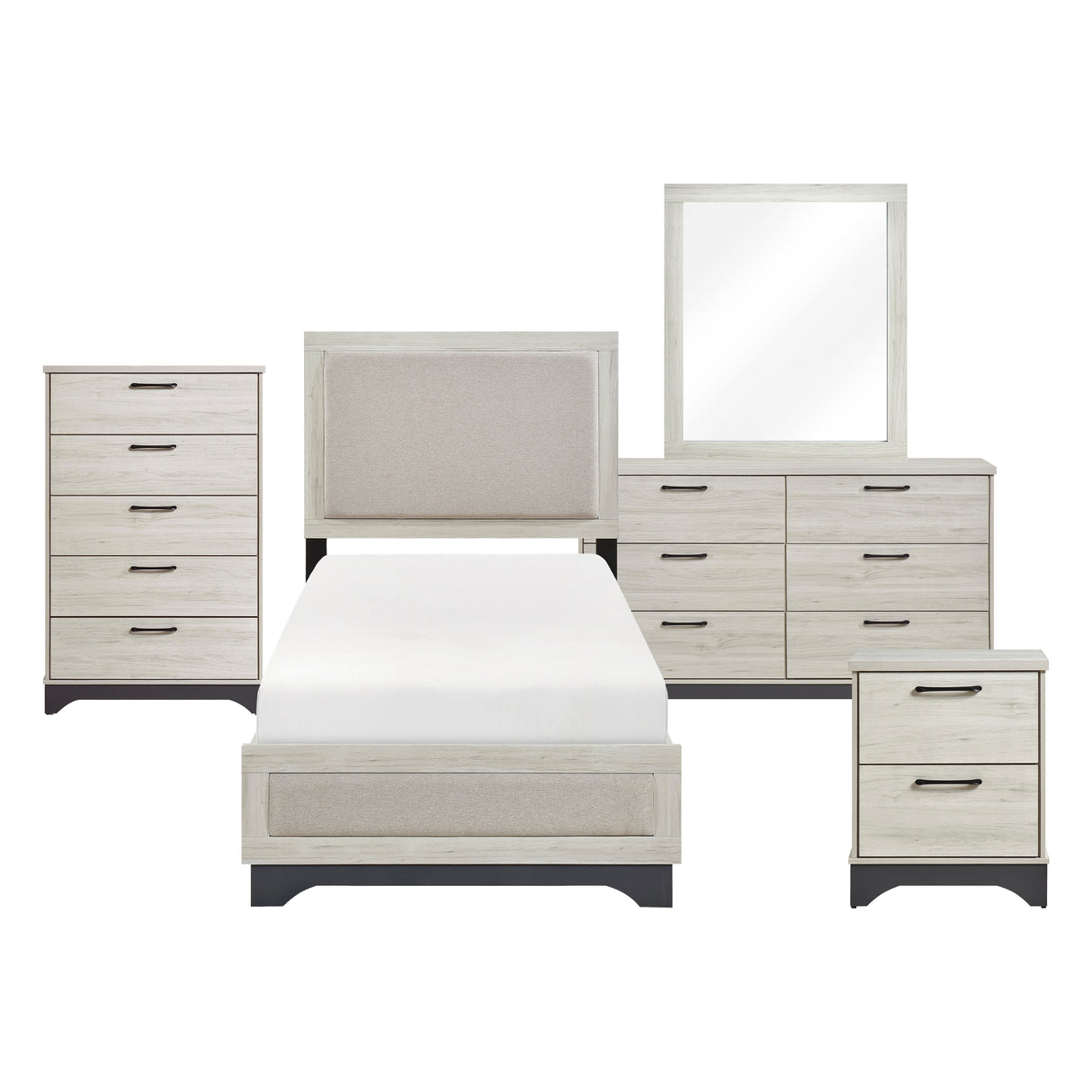 Westport White Oak/Gray 5pc Set (TB+NS+DR+MR+CH) from Homelegance - Luna Furniture