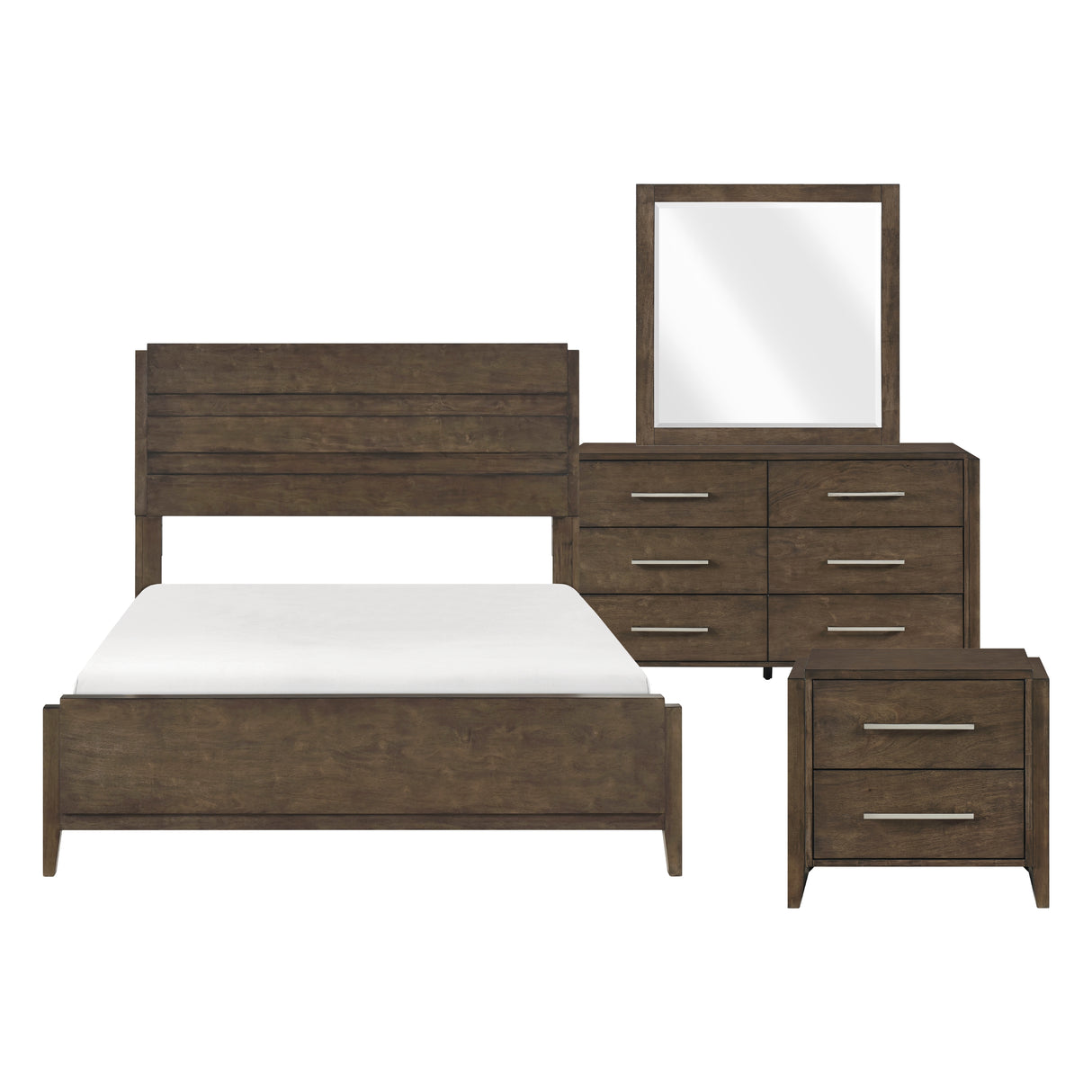 Emmett Dark Walnut 4pc Set (QB+NS+DR+MR) from Homelegance - Luna Furniture