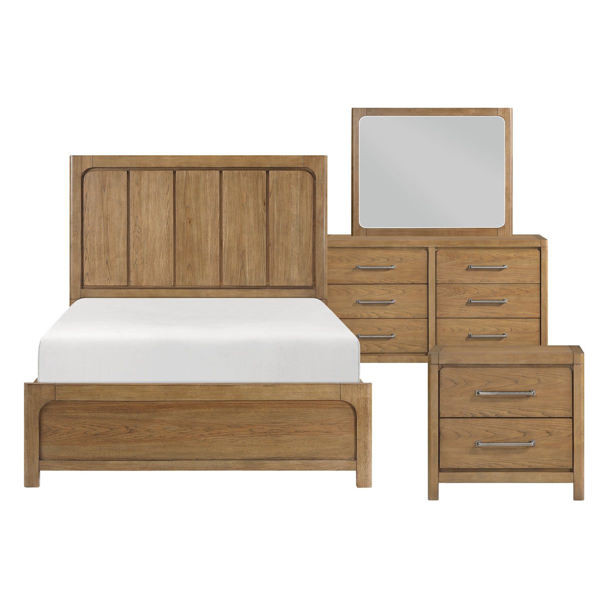 Charlotte Light Brown Storage Platform Queen Bed, Dresser, Mirror, and Nightstand from Homelegance - Luna Furniture