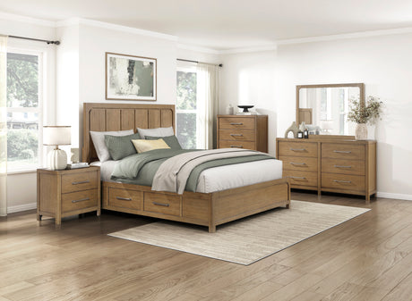 Charlotte Light Brown Eastern King Storage Platform Bed from Homelegance - Luna Furniture