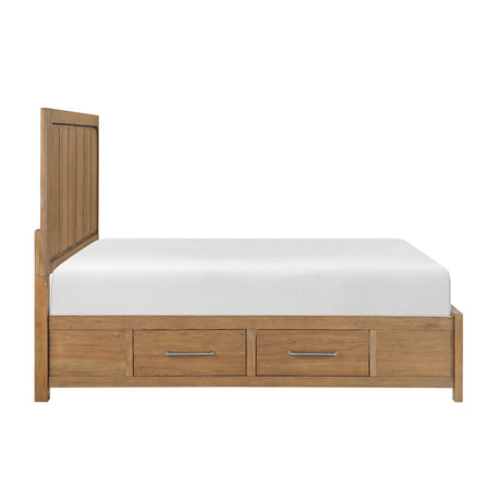 Charlotte Light Brown Eastern King Storage Platform Bed from Homelegance - Luna Furniture