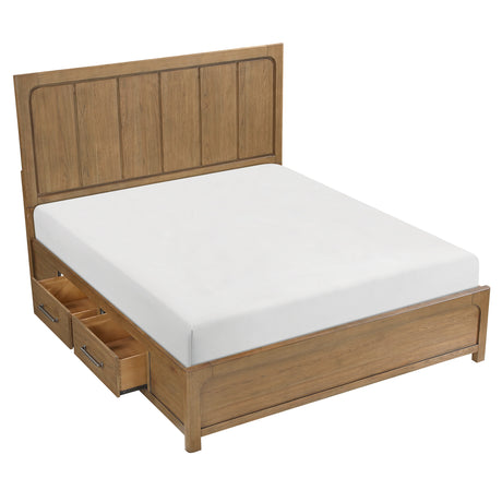 Charlotte Light Brown Eastern King Storage Platform Bed from Homelegance - Luna Furniture