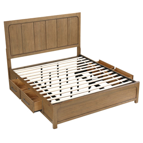 Charlotte Light Brown Eastern King Storage Platform Bed from Homelegance - Luna Furniture