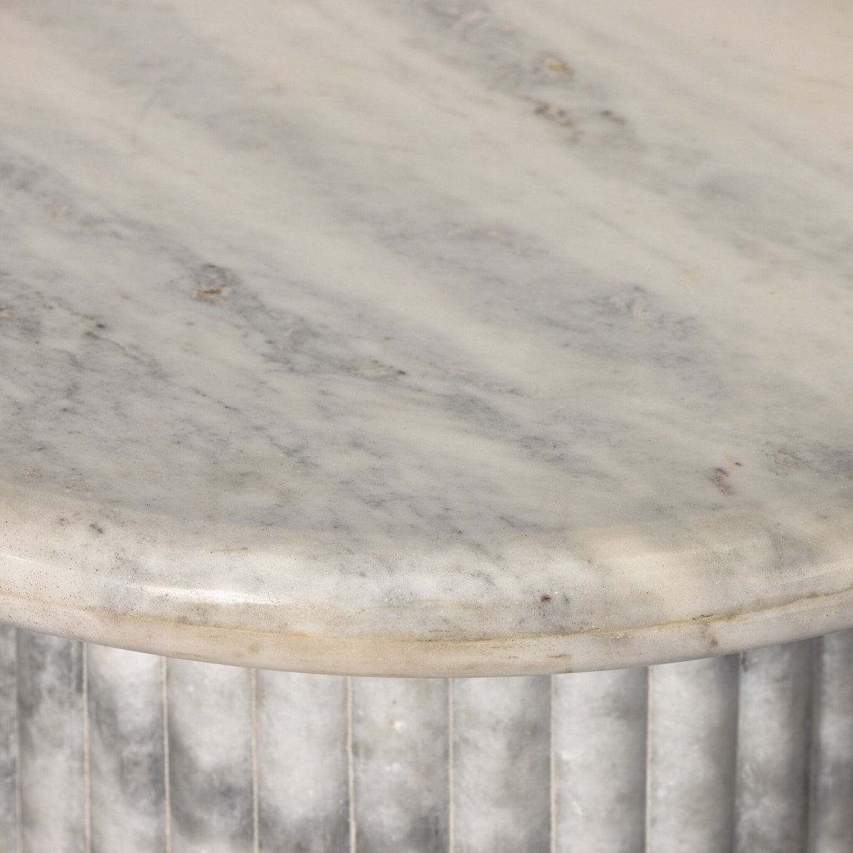 Oranda End Table in Polished White Marble w/ Sealant from Four Hands - Luna Furniture